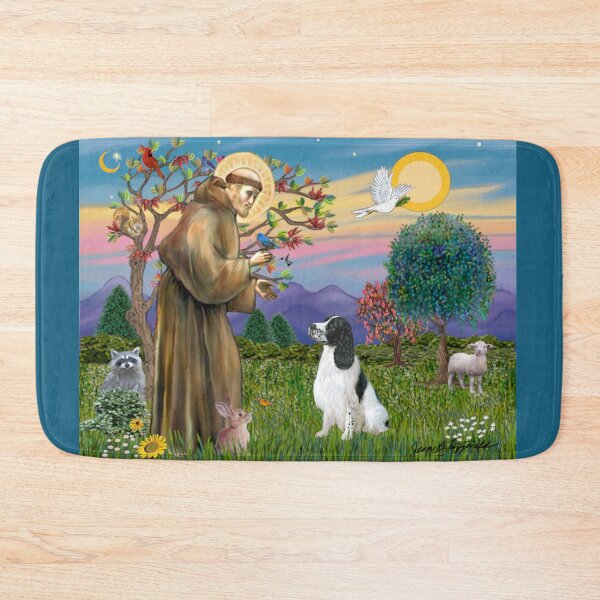Item preview, St. Francis Blesses an English Springer Spaniel (black and white) designed and sold by JeanBFitzgerald.