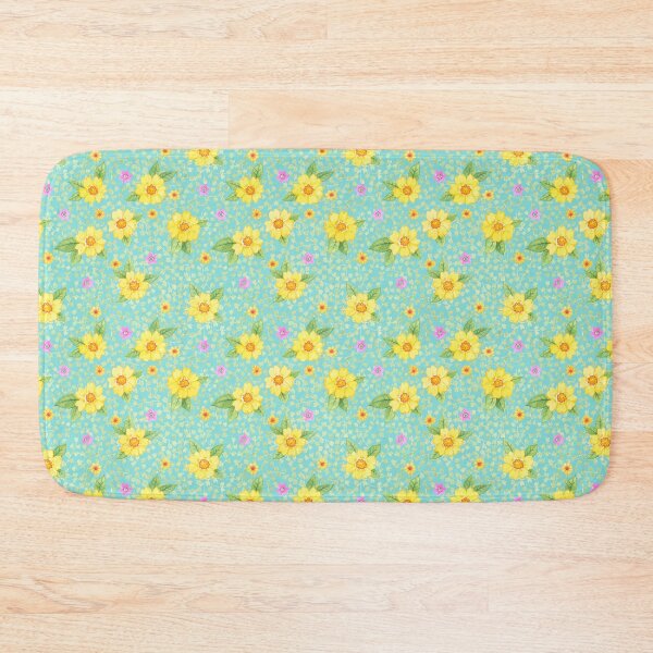 Item preview, yellow flowers on turquoise designed and sold by Seehas-Design.