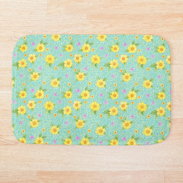Item preview, yellow flowers on turquoise designed and sold by Seehas-Design.