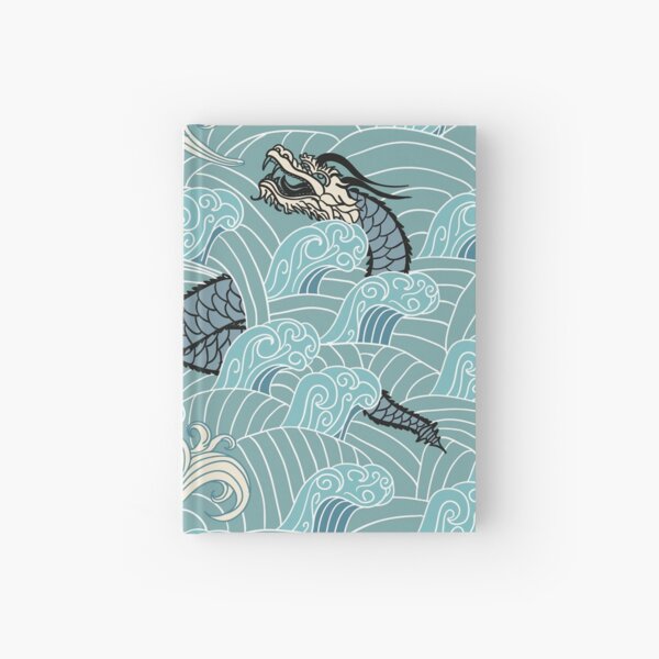 Japanese dragons in the ocean, Ryujin Hardcover Journal