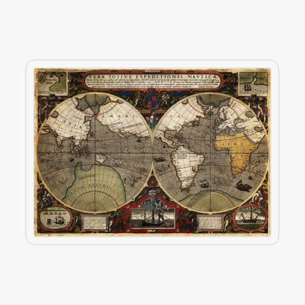 Vintage world map on an old stained parchment Wrapping Paper by