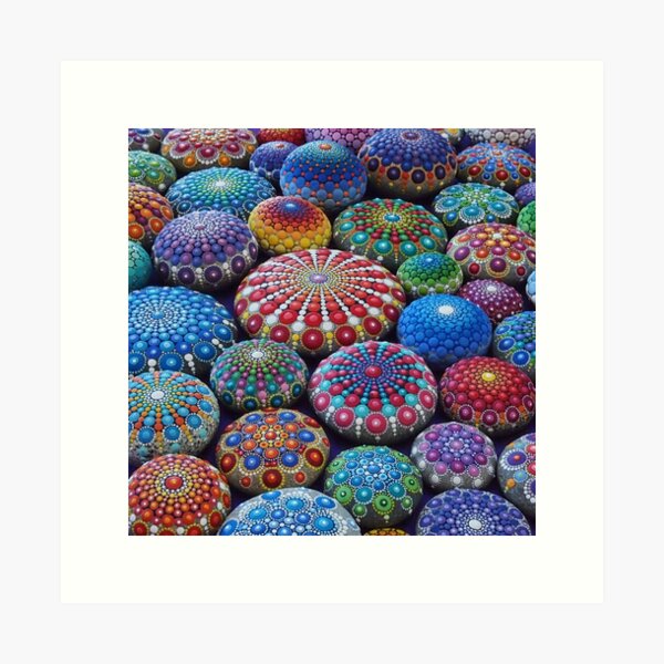 Jewel Drop Mandala Stone Collection #2 Art Print