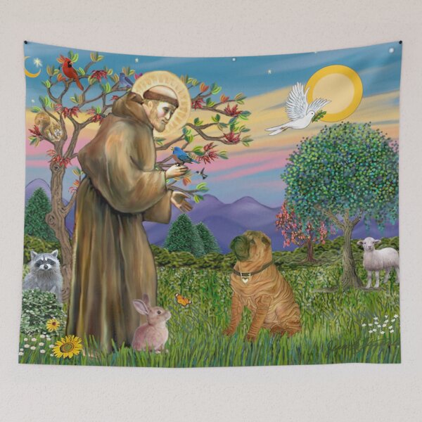 Item preview, St. Francis Blesses a Chinese Shar Pei designed and sold by JeanBFitzgerald.