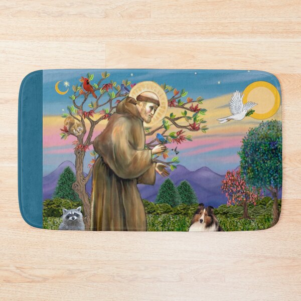 Item preview, St. Francis Blesses a Shetland Sheepdog (sable and white) designed and sold by JeanBFitzgerald.