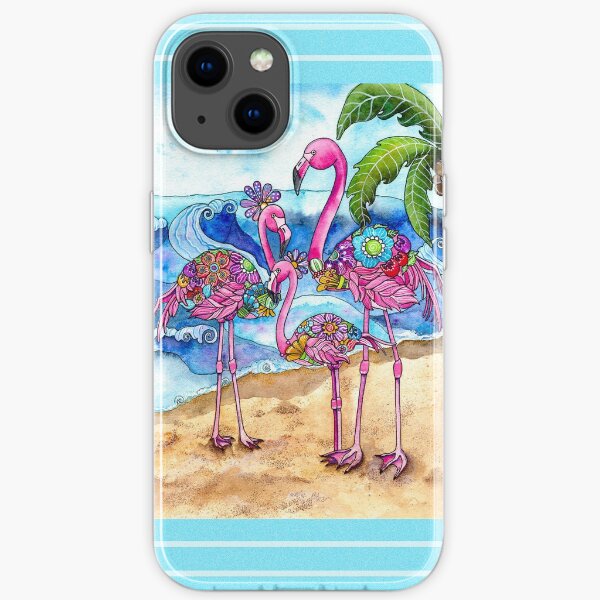 The Flamingo Family's Day at the Beach iPhone Soft Case