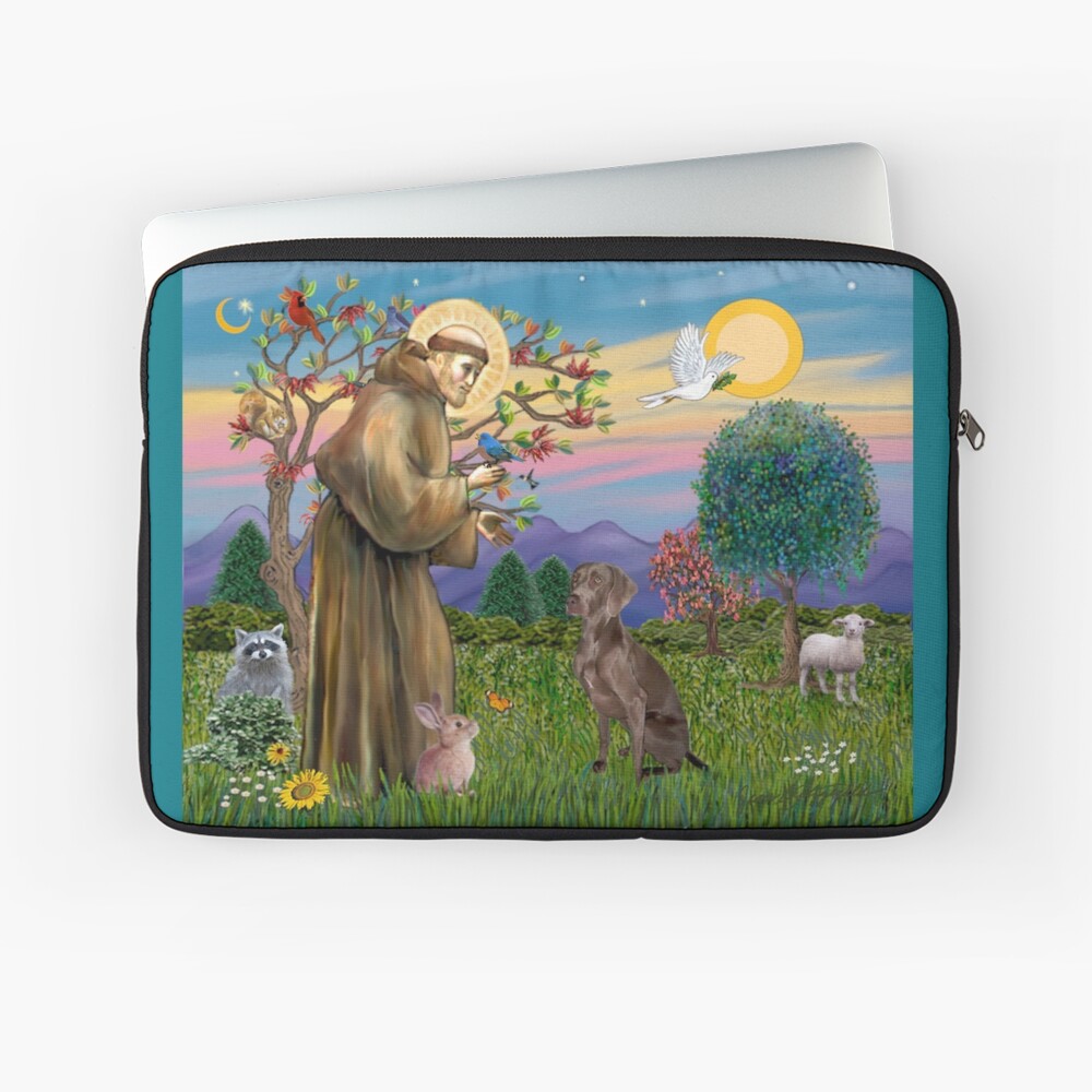 St. Francis Blesses a Weimaraner Laptop Sleeve