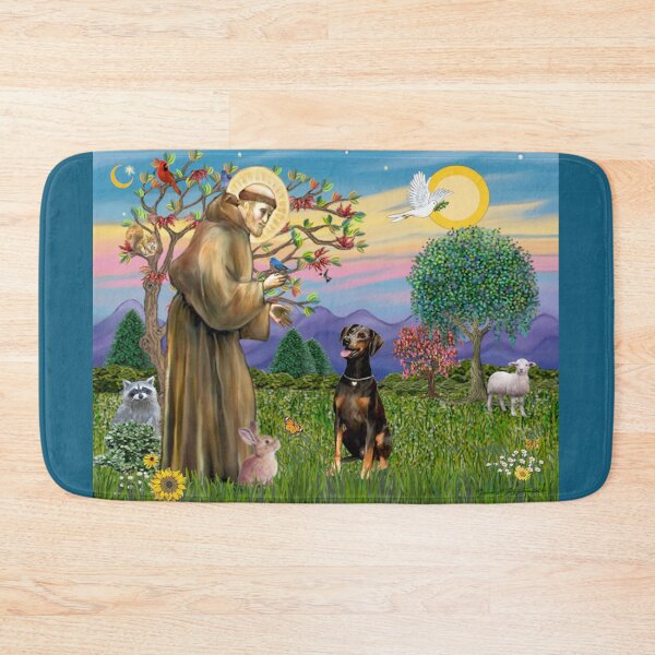 Item preview, St. Francis Blesses a Doberman Pinscher (natural ears) designed and sold by JeanBFitzgerald.