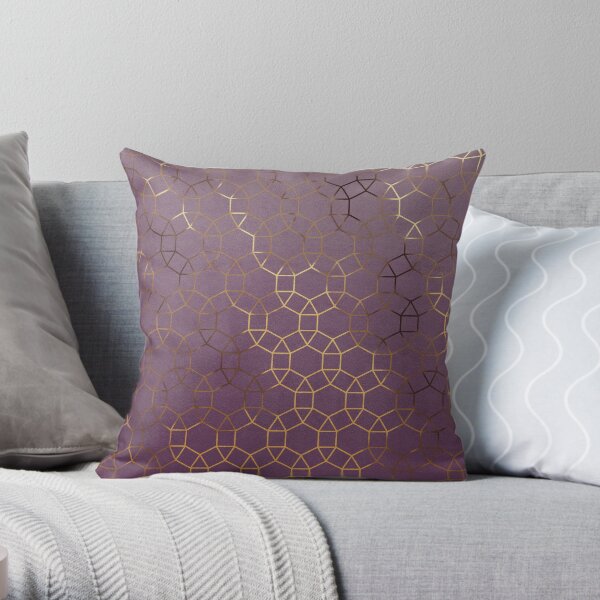 Gemma Gold Geometric - Plum Throw Pillow