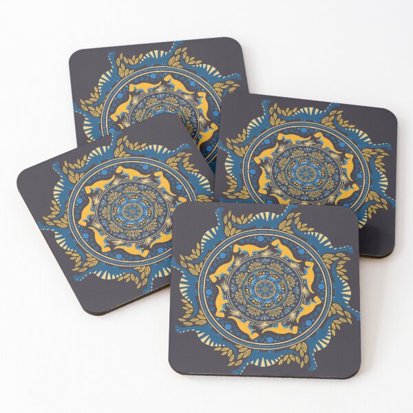 Dino-mandala 3 Coasters (Set of 4)
