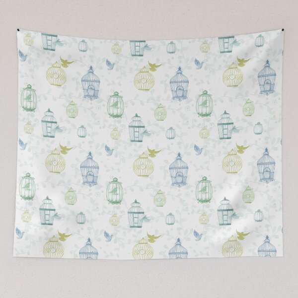 Item preview, Whimsical Watercolor Birdcage Pattern designed and sold by TheJessaChannel.