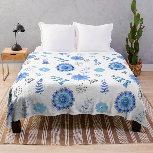 Item preview, Blue Floral Pattern on White - Branches designed and sold by TheJessaChannel.