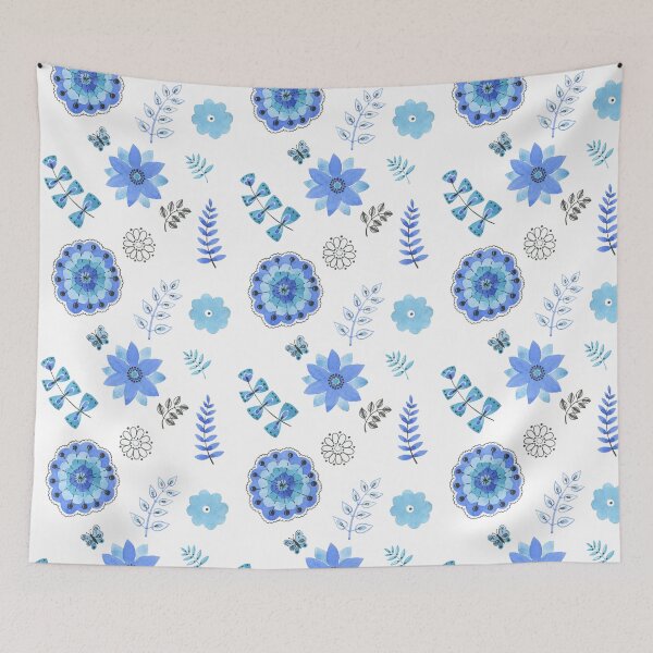 Item preview, Blue Floral Pattern on White - Branches designed and sold by TheJessaChannel.