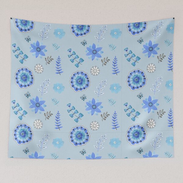 Item preview, Blue Floral Pattern on Blue - Branches designed and sold by TheJessaChannel.