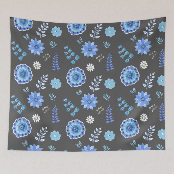 Item preview, Blue Floral Pattern on Dark - Branches designed and sold by TheJessaChannel.