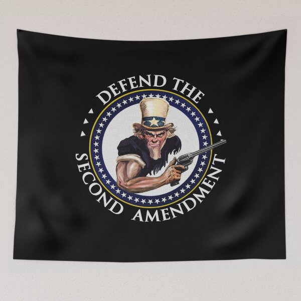 Item preview, Uncle Sam Defends / Protects the 2nd Amendment  / White Text designed and sold by RepublicArt.