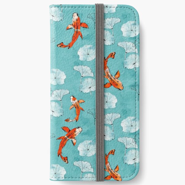 Waterlily koi in turquoise iPhone Wallet