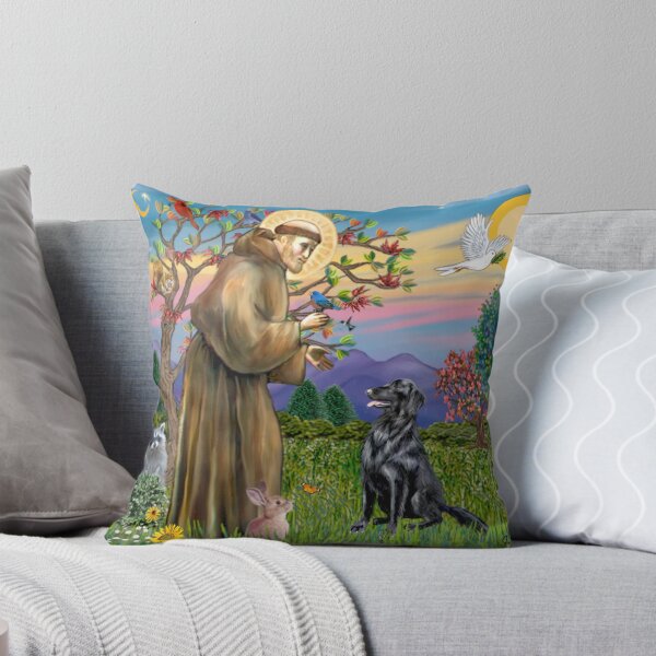 Item preview, St. Francis Blesses a Flat Coated Retriever designed and sold by JeanBFitzgerald.