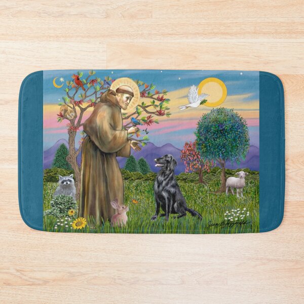 Item preview, St. Francis Blesses a Flat Coated Retriever designed and sold by JeanBFitzgerald.