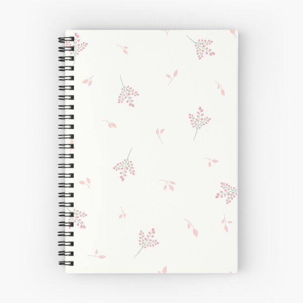 Item preview, Pink berry branched and leaves pattern on white fall pattern designed and sold by HannaPaulina.