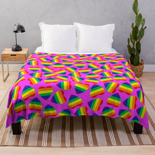 Item preview, Heart shapes with gay pride flag inside on pink background. designed and sold by IaroslavB.