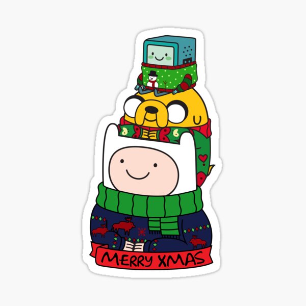 Vista previa del artículo con la obra «Finn Jake BMO Navidad», diseñado y vendido por plushism.