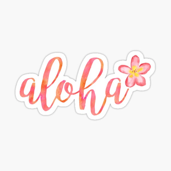 Aloha Hawaii Plumeria Watercolor Floral Sticker