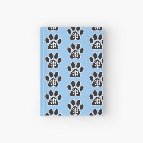 Hand Drawn Kansas Paw 913 Area Code Hardcover Journal