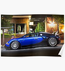 Bugatti Veyron Blue and Black Poster
