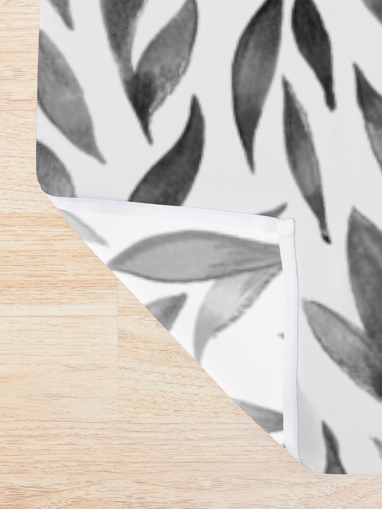 Alternate view of Watercolor Leaves - Monochrome Shower Curtain
