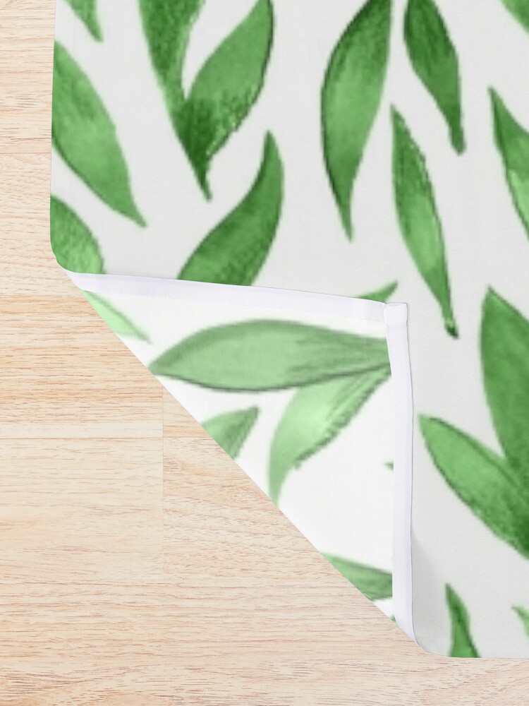 Alternate view of Watercolor Leaves - Green Shower Curtain
