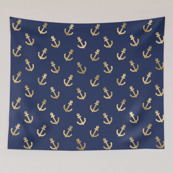 Item preview, Navy Blue & Gold Anchor Pattern designed and sold by DirtyAngelFace Shop.