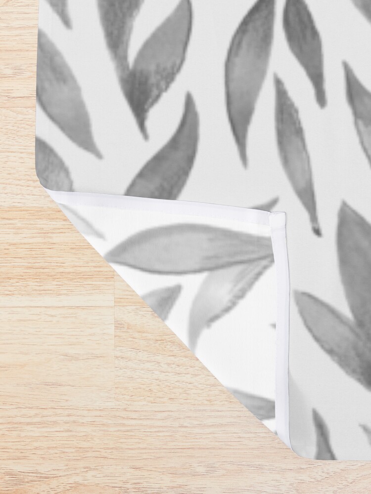 Alternate view of Watercolor Leaves - Greyscale Shower Curtain