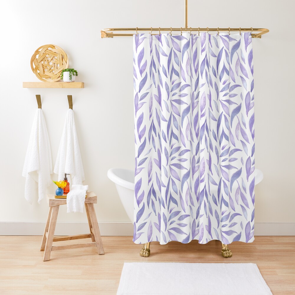 Watercolor Leaves - Lilac Shower Curtain
