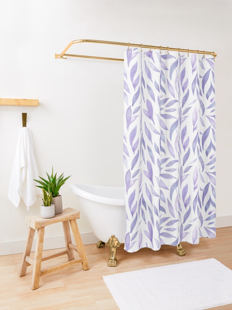 Alternate view of Watercolor Leaves - Lilac Shower Curtain