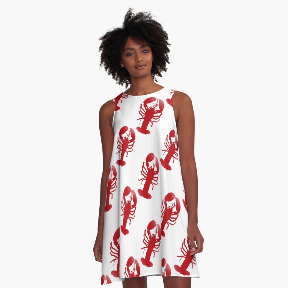 Red Lobster Repeating Pattern A-Line Dress