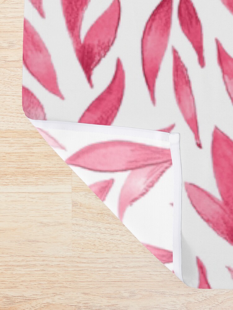 Alternate view of Watercolor Leaves - Pink Shower Curtain
