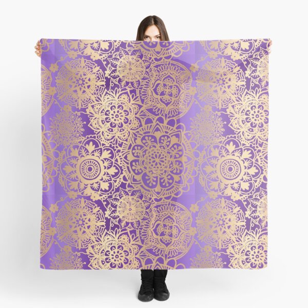 Purple and Gold Mandala Pattern Scarf