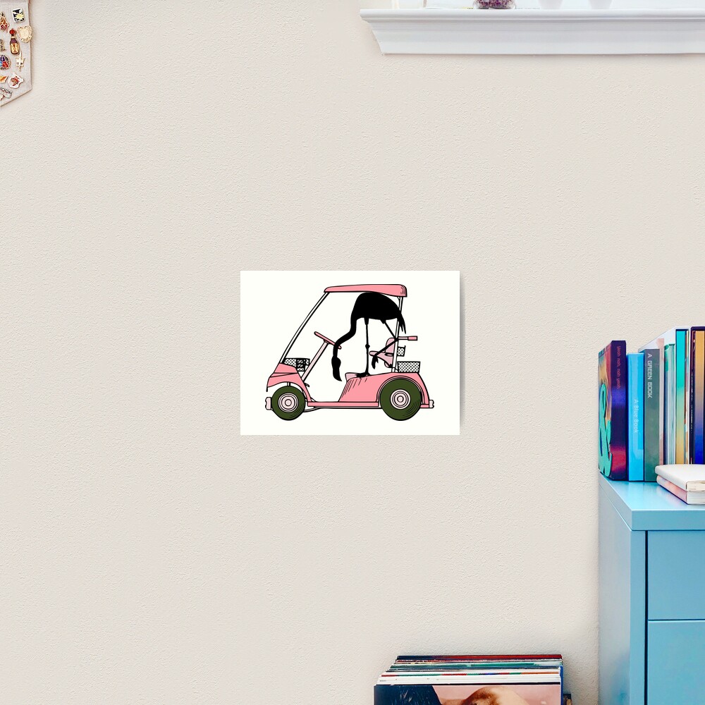 Flamingo Golf Cart Golf Humor Art Print