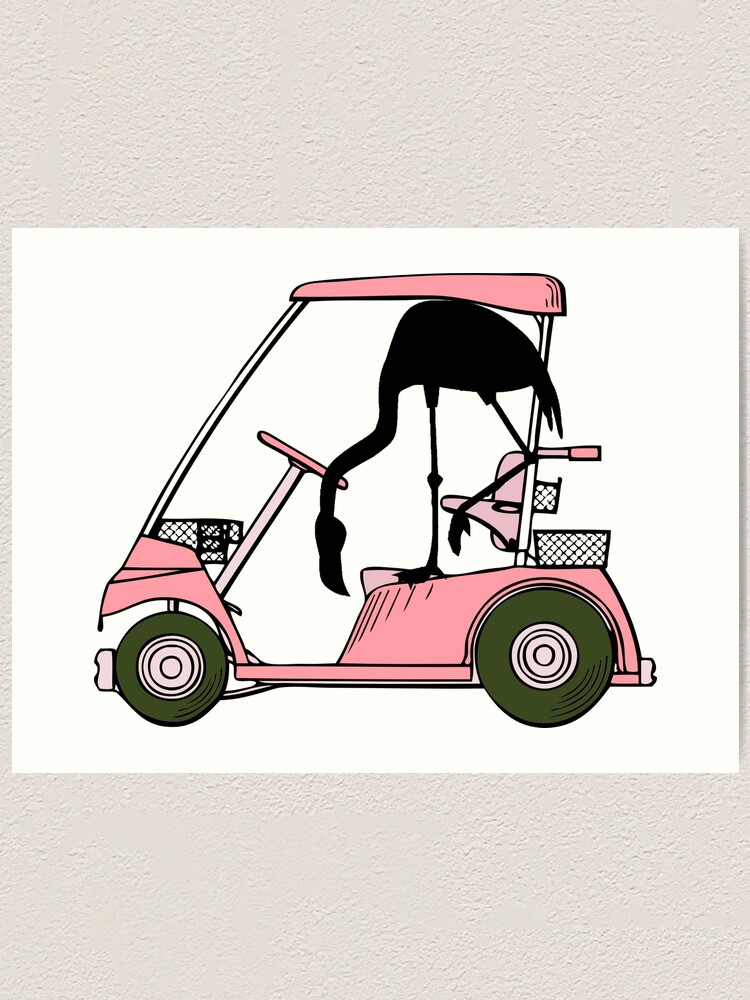 Alternate view of Flamingo Golf Cart Golf Humor Art Print