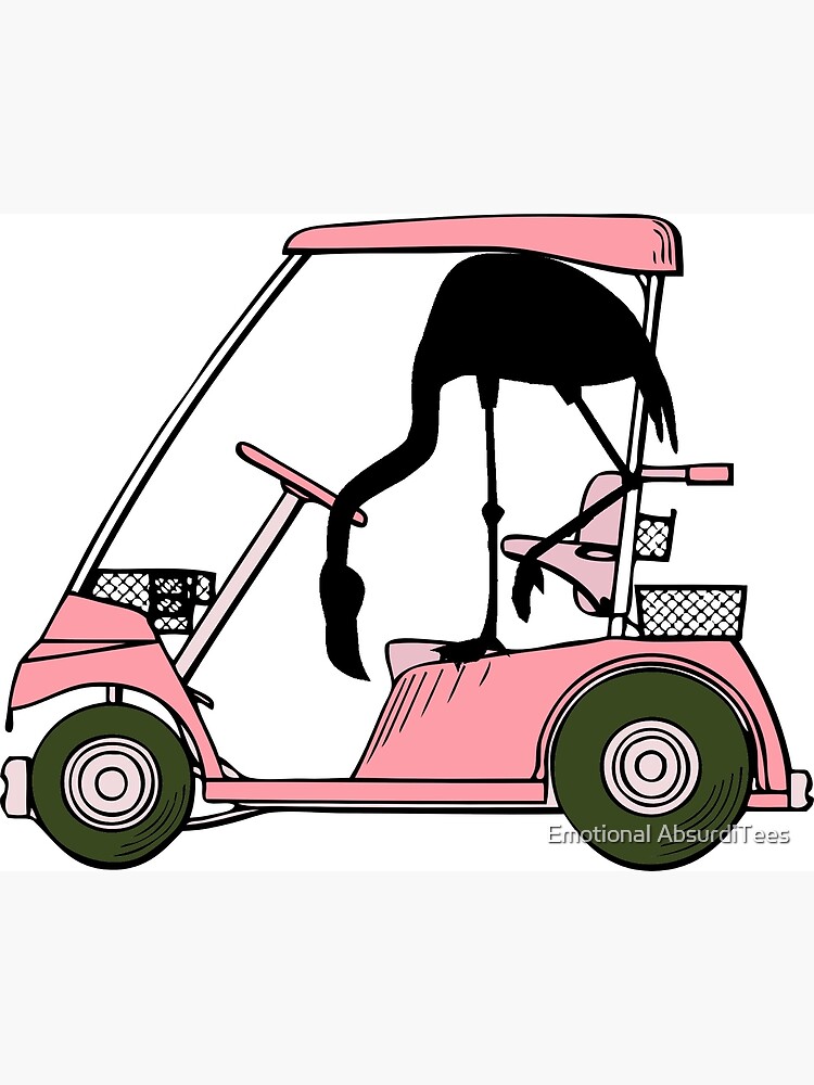 Flamingo Golf Cart Golf Humor by TammyWinandArt