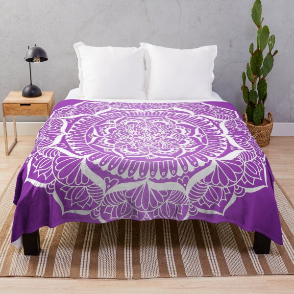 Item preview, White Flower Mandala on Purple designed and sold by Julie Erin Designs.