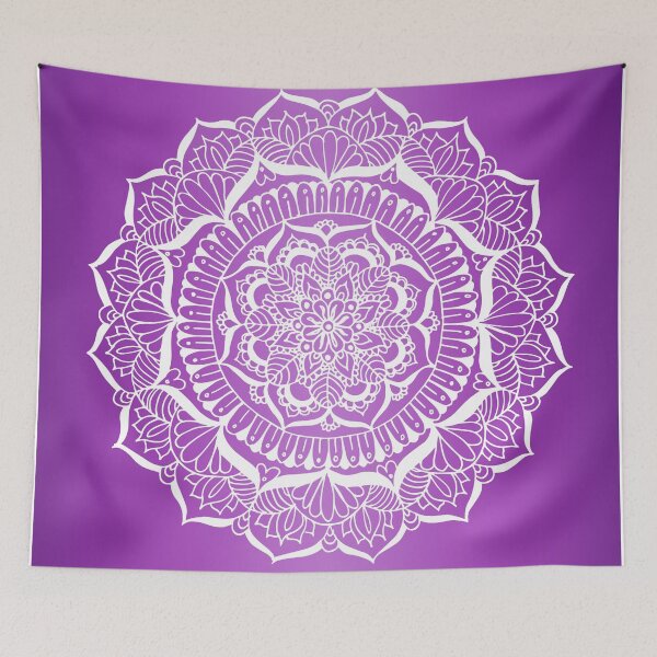 Item preview, White Flower Mandala on Purple designed and sold by Julie Erin Designs.