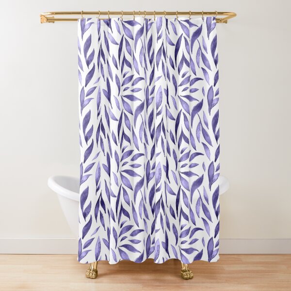 Watercolor Leaves - Purple Shower Curtain
