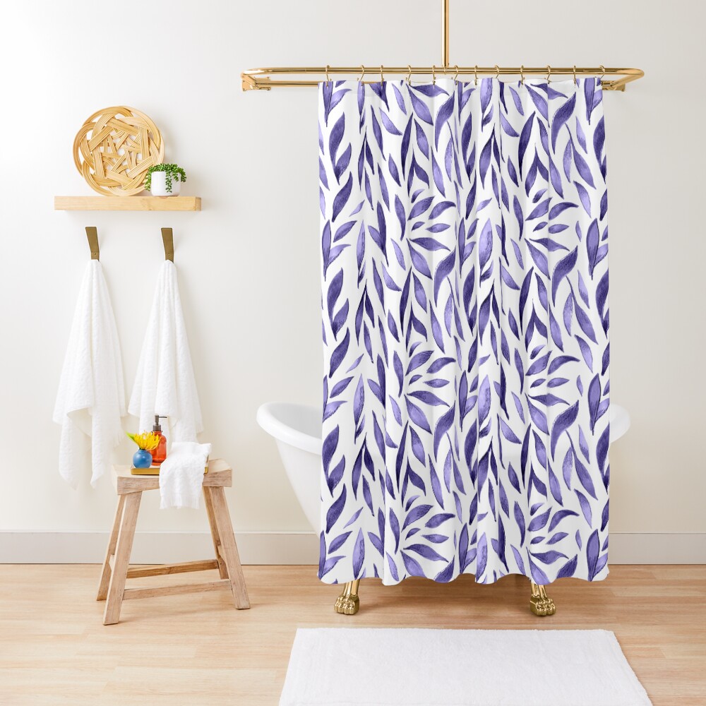 Watercolor Leaves - Purple Shower Curtain