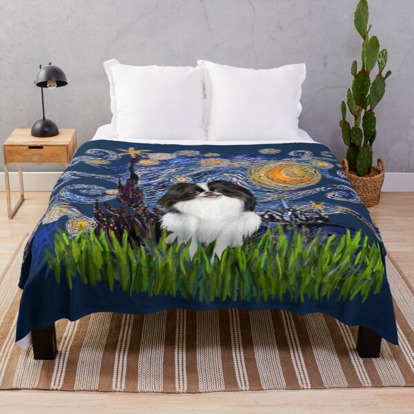 Item preview, Starry Night Free Form - Japanese Chin (black and white) designed and sold by JeanBFitzgerald.