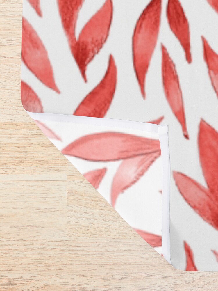 Alternate view of Watercolor Leaves - Red Shower Curtain