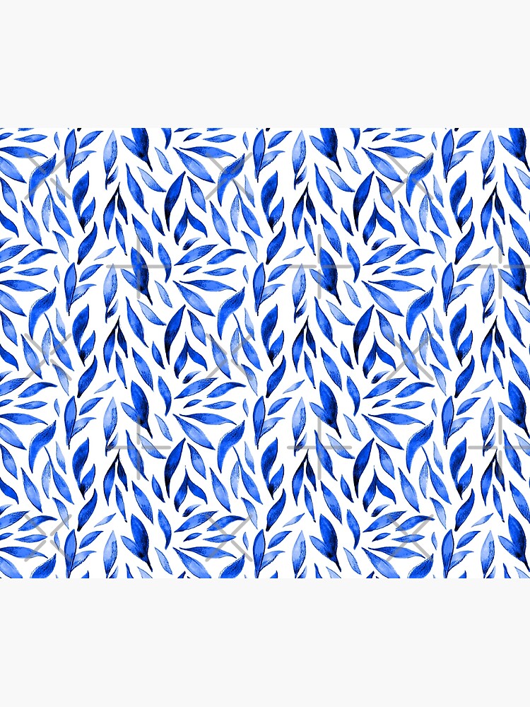 Watercolor Leaves - Royal Blue by annieparsons