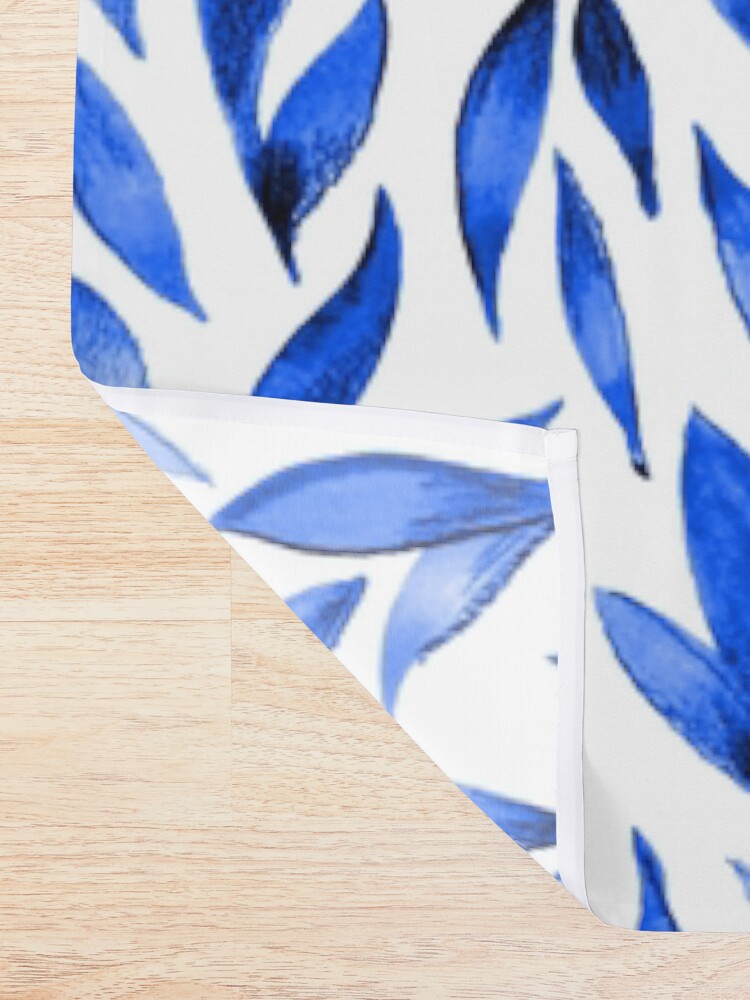 Alternate view of Watercolor Leaves - Royal Blue Shower Curtain