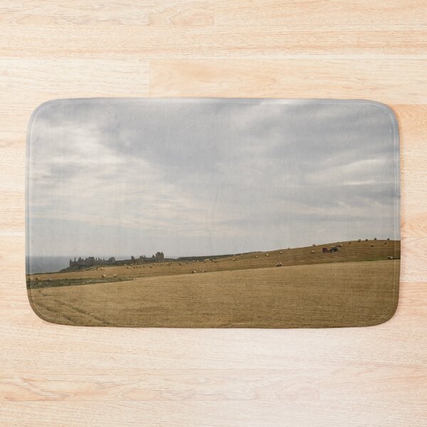 Item preview, Farming by the Castle - Golden Wheat Harvest and Evocative Dunnottar Ruins designed and sold by Georgia Mizuleva.