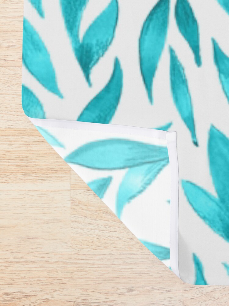 Alternate view of Watercolor Leaves - Teal Shower Curtain